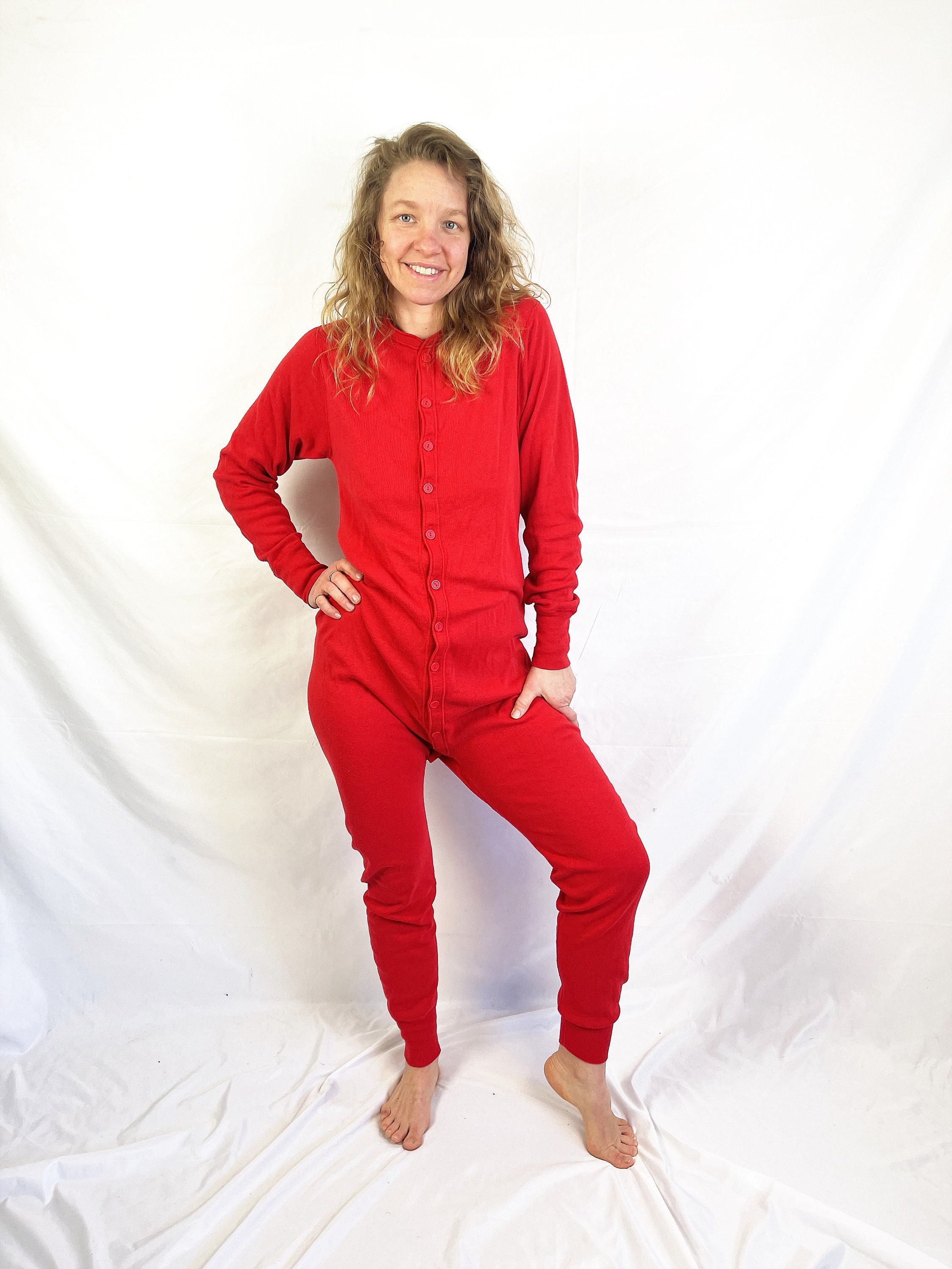 Red long johns with back flap baby sale