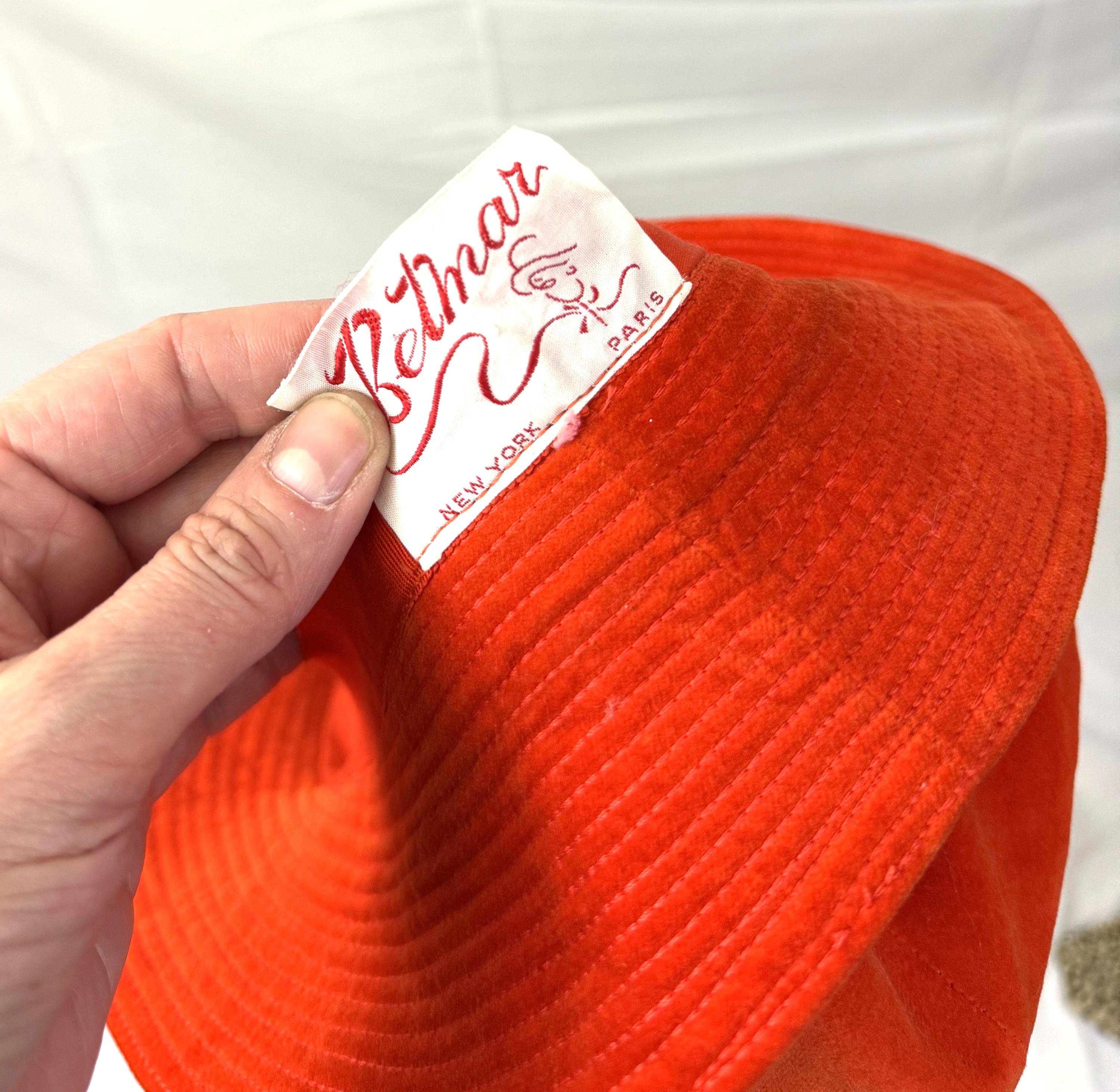 Betmar 1950s Vintage Orange Cloche Juliet Hat Elegant Pleated Accent Piping Trim Flapper Orange Vintage Hats for Women for sale | eBay main image 2