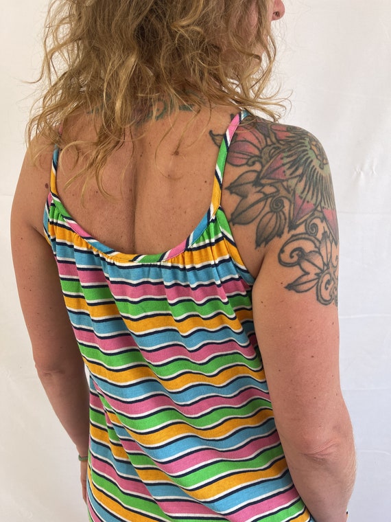 Vintage 1970s 70s Striped Rainbow Fun Dress - image 4