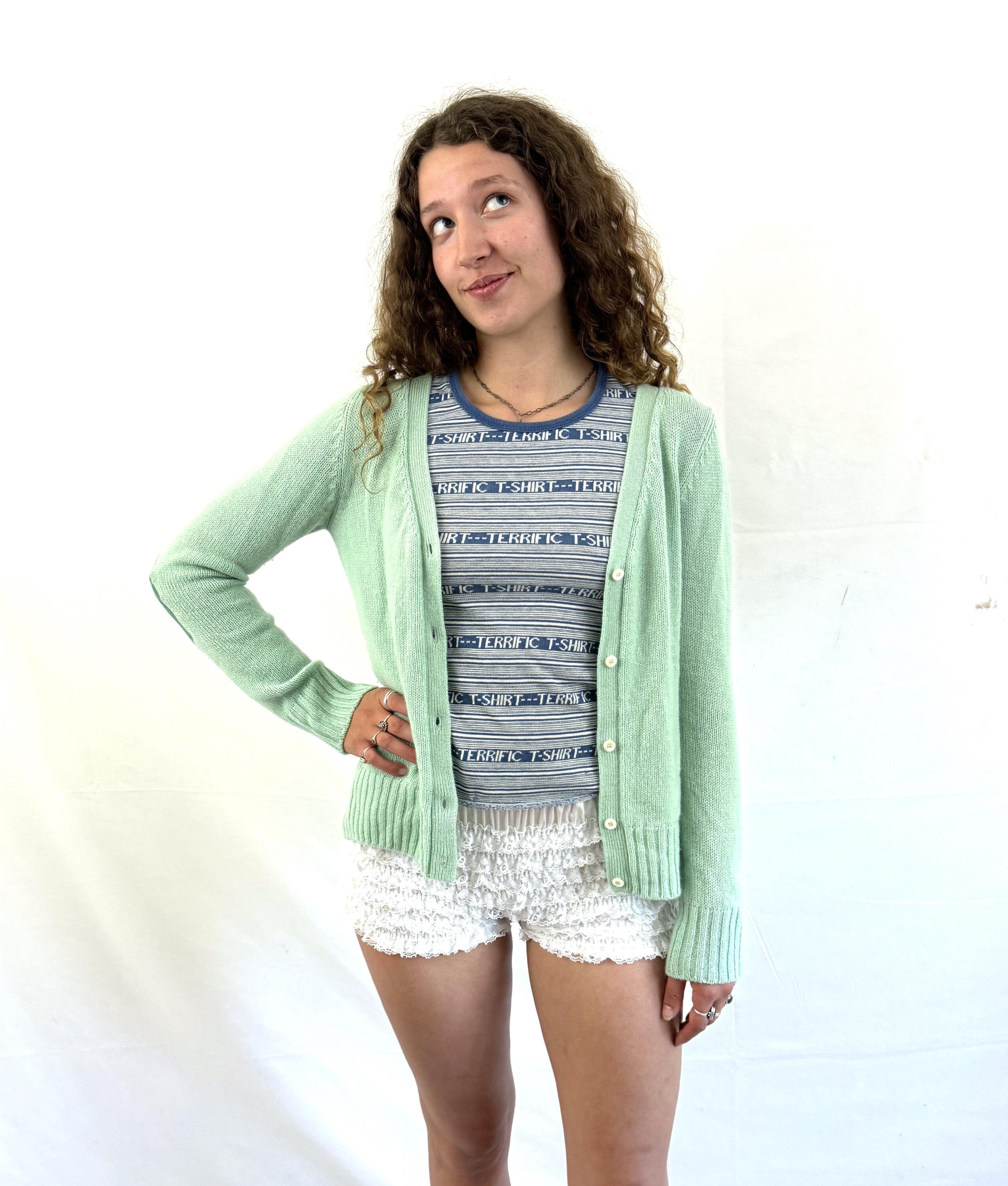 2000s prada elbow patch cardigan