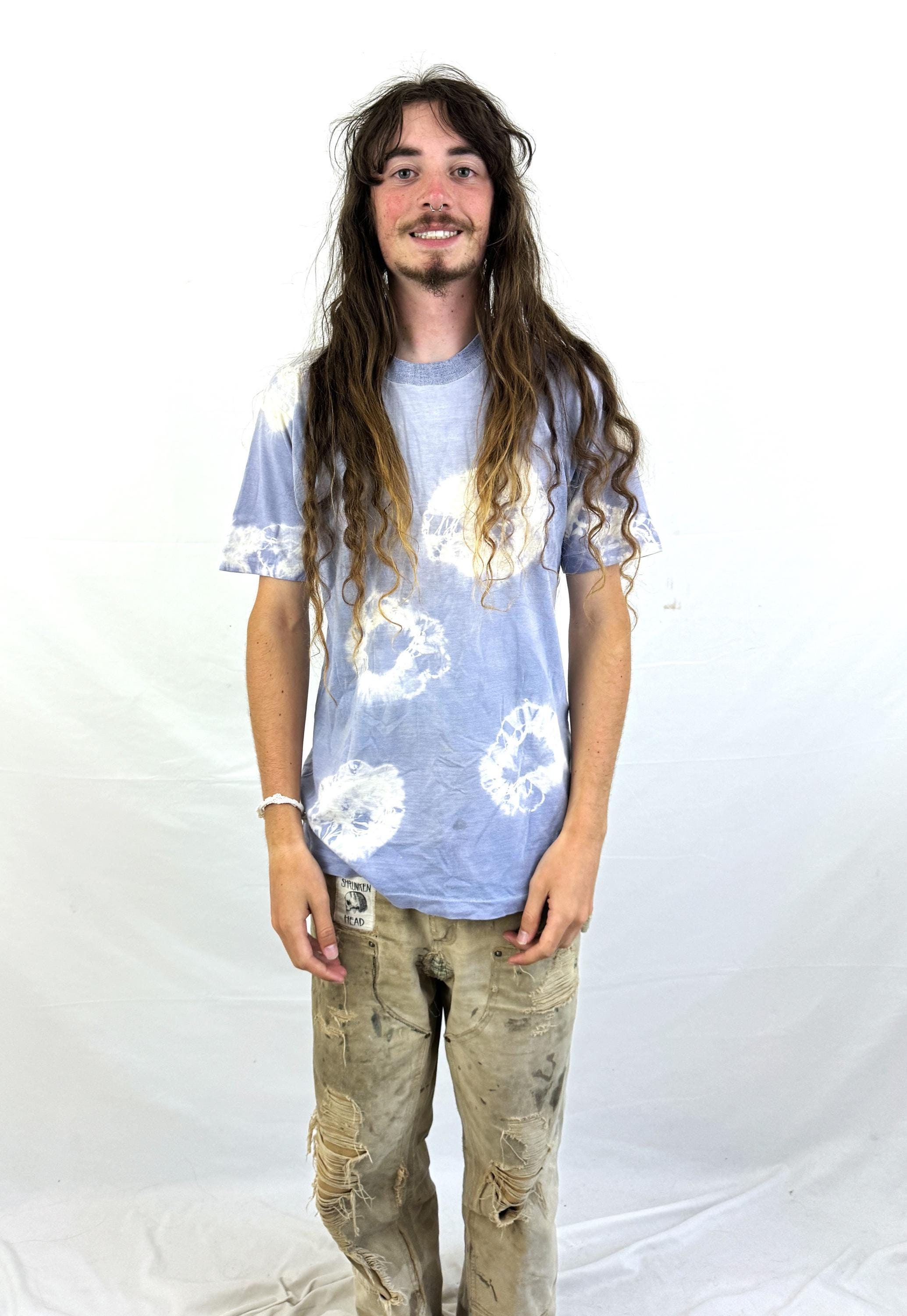 60s〜70s Penney's TOWNCRAFT S/S shirt Vintage 60s 70s Towncraft JC Penney Blue Tie Dye Tee Shirt Tshirt