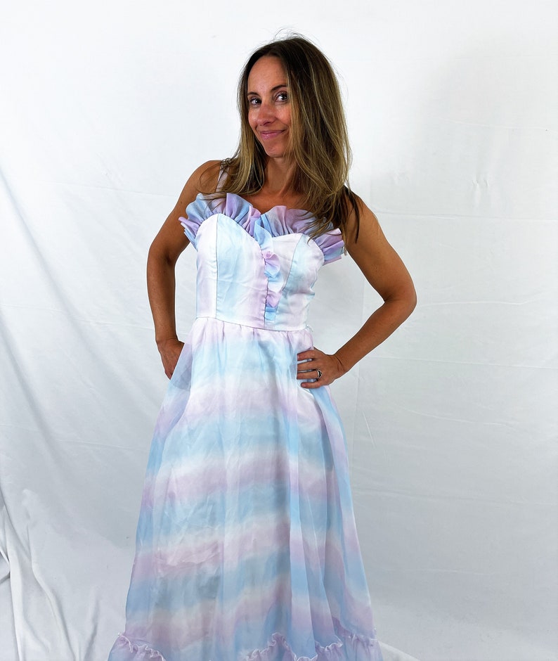 Cutest 70s 80s Striped Rainbow Pastel Summer Dress image 2