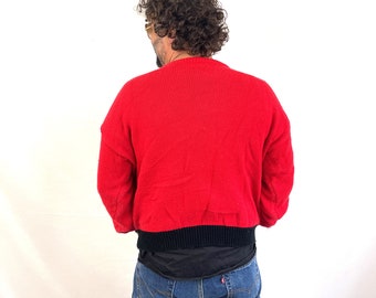 Vintage 80s 1980s Mickey Mouse J.G. Hook Red Disney Knit Sweater