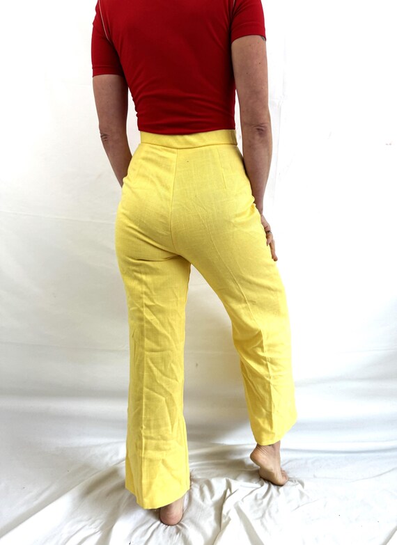 Vintage 1970s 70s Yellow Kolortron Wide Leg Legge… - image 4
