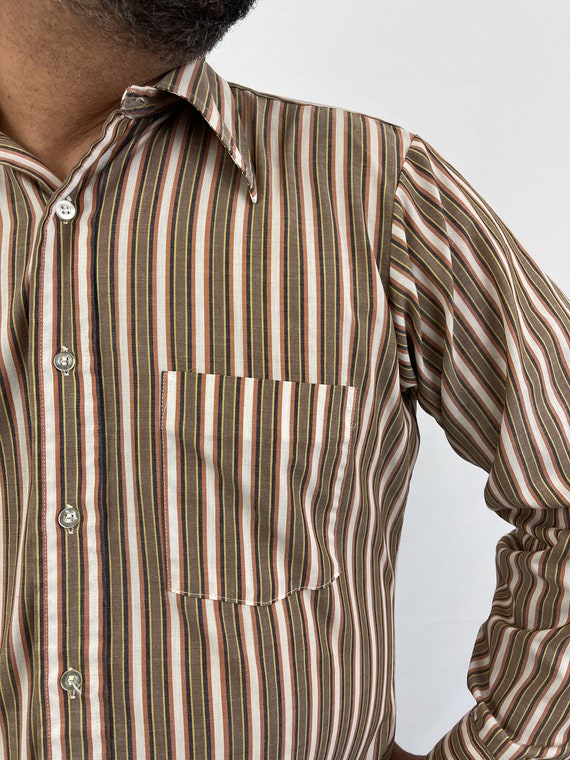 Vintage 1970s 70s Striped Button Up Shirt  - Kent… - image 3
