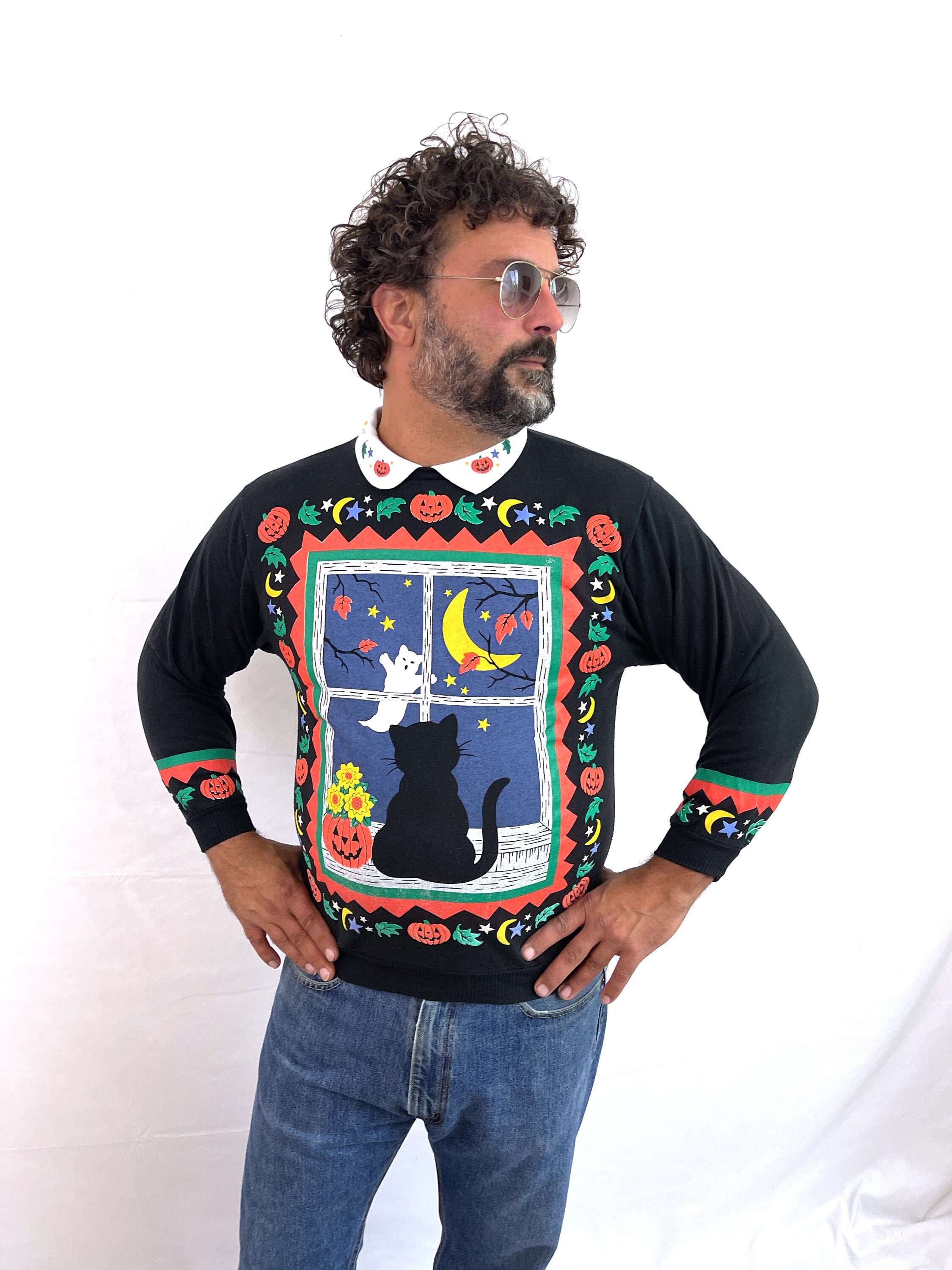 Vintage 80s Puffy Glow-in-the-dark 1980s RARE Halloween Sweatshirt 
