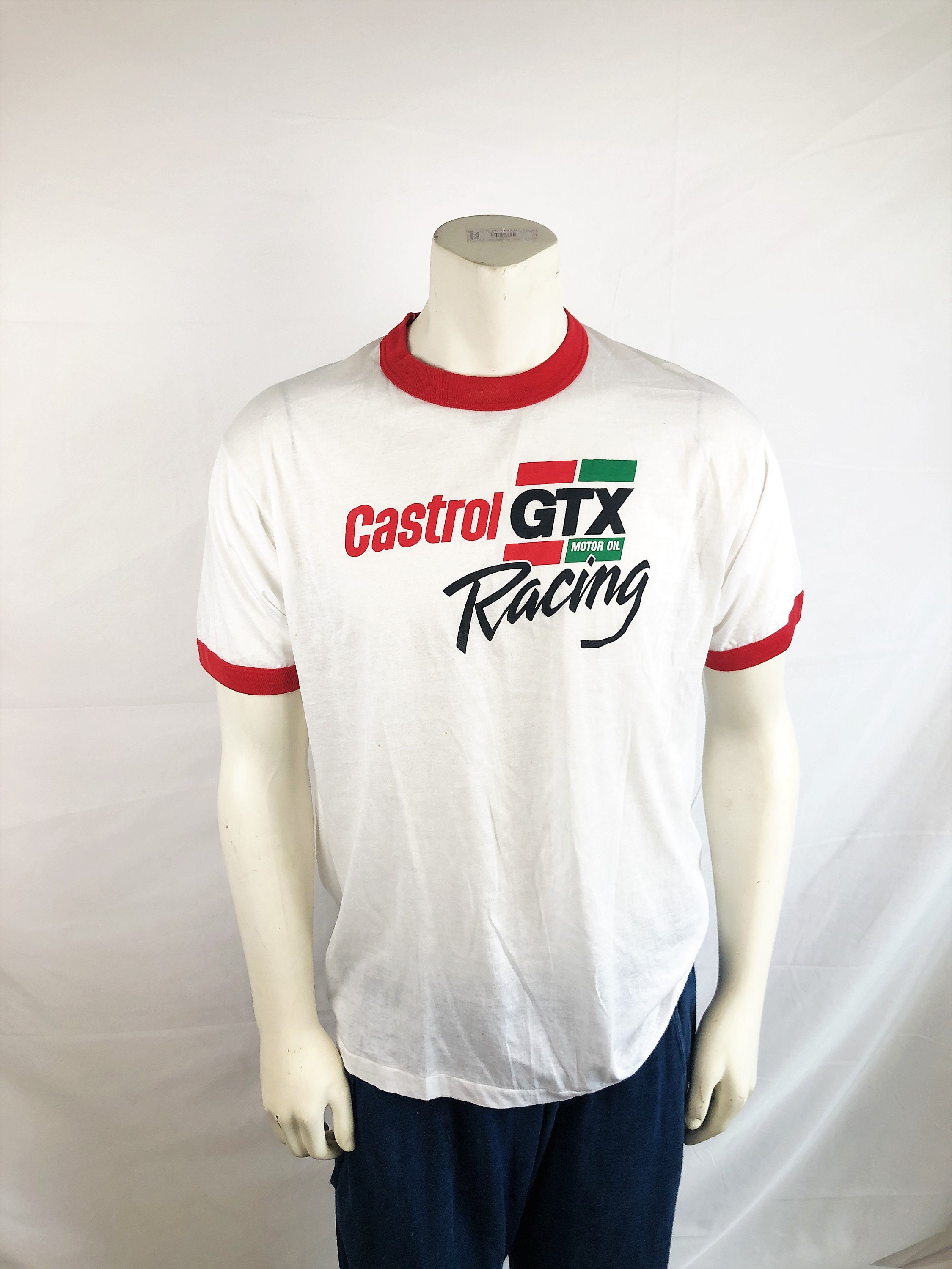 Vintage Ringer Tee Shirt Tshirt Castrol 