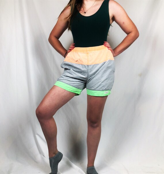 Vintage 80s 90s Neon Summer Swim Trunks 
