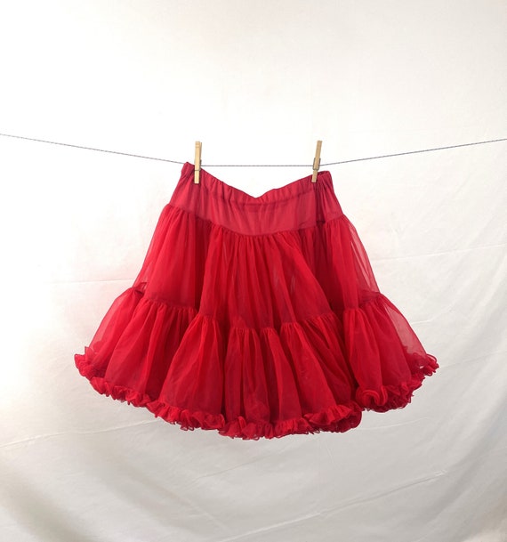 Vintage Red Square Dancing Petticoat Tutu Crinoli… - image 1