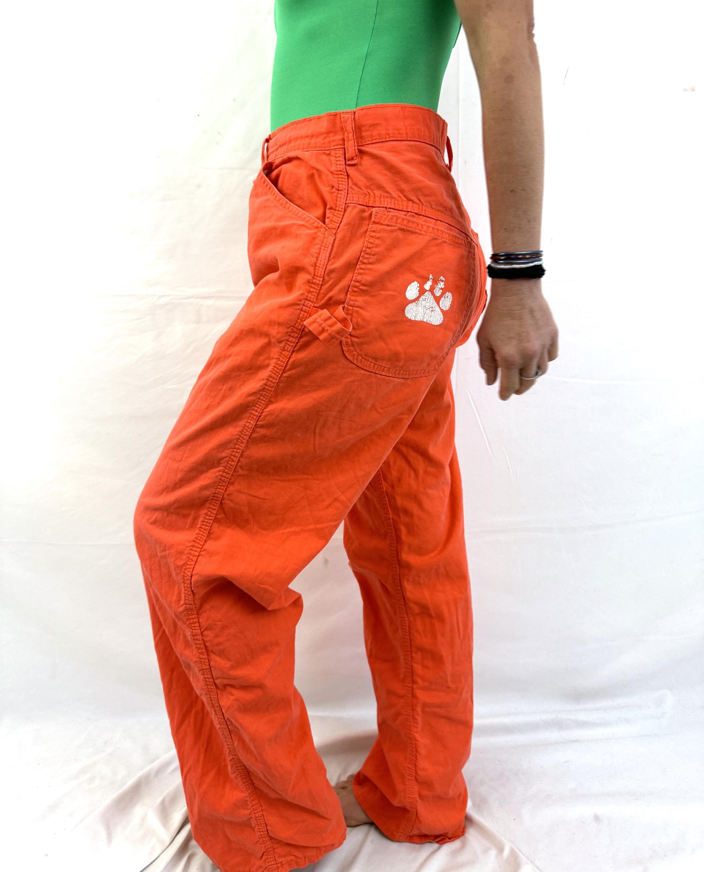 PERVERZE 20SS Cotton Rib Line Pants 0120010503 Free Orange