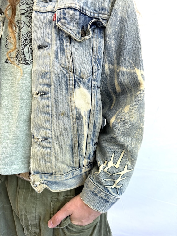 Vintage Distressed 1970s 80s Levis Denim Jean Jac… - image 3