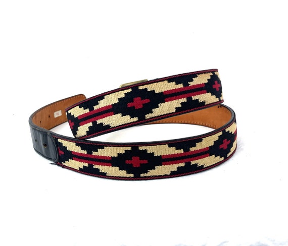 Vintage Geometric Southwest Aztec Western Tooled … - image 1