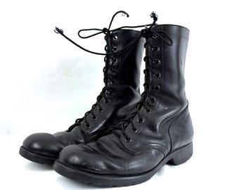 Vintage Leather Mens Military Gear Jump Tanker Combat Boots - Men's size 10 R