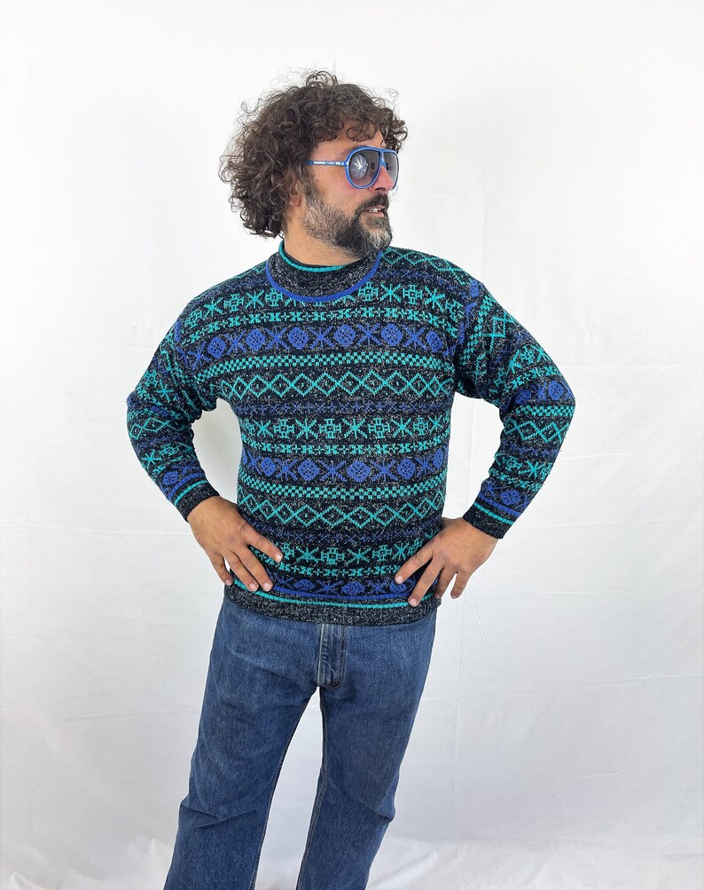 Maglione Vintage anni '80 anni '90 Rainbow Knit Santana immagine 2