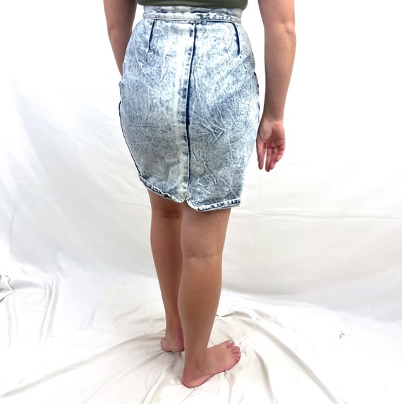 Vintage 80s 1980s Classic Acid Wash Denim Mini Sk… - image 4