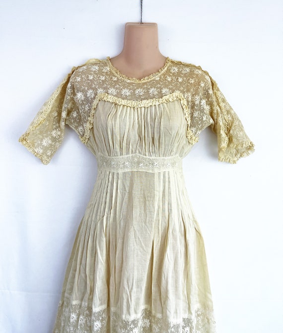 Amazing Vintage 1900s Victorian Cotton Lace Antiq… - image 2