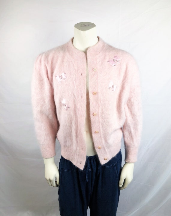 Vintage 80s 1980s 1990s Pink Lambswool Angora Over