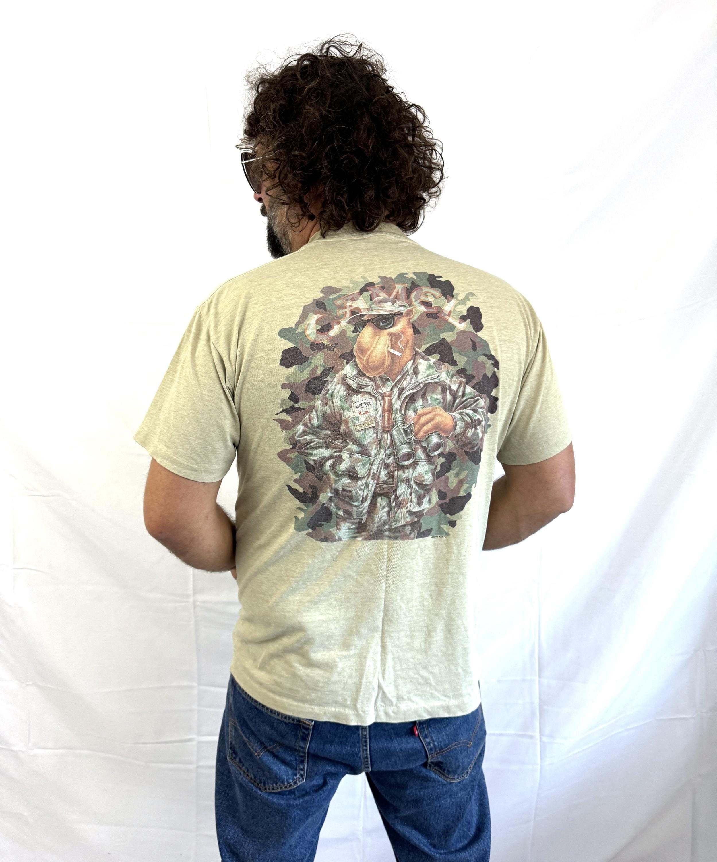 Vintage Rare 1990s 90s Camel Cigarette Smoking Joe Cool Pocket 1990 Camo  Hunting Tshirt Tee Shirt - XL