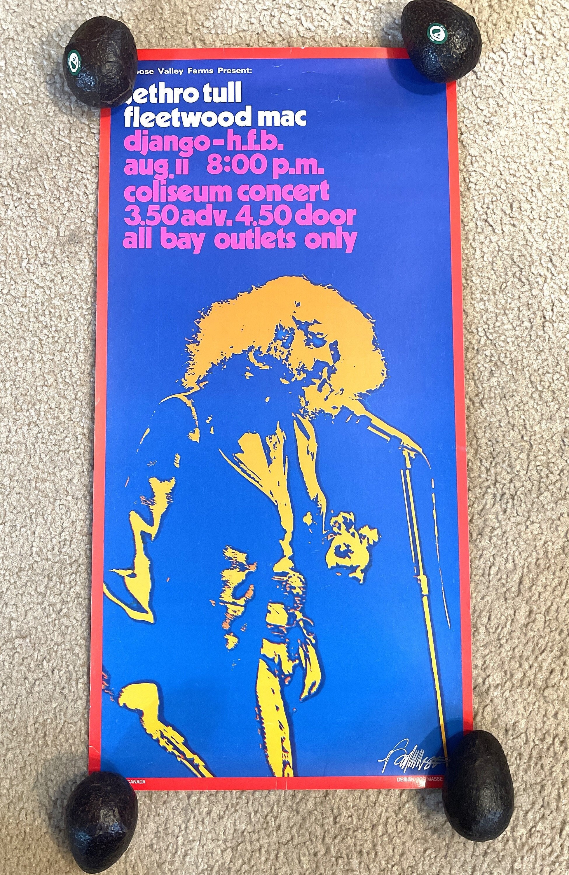 Vintage Jethro Tull Fleetwood Mac Vancouver Poster - Signed Bob