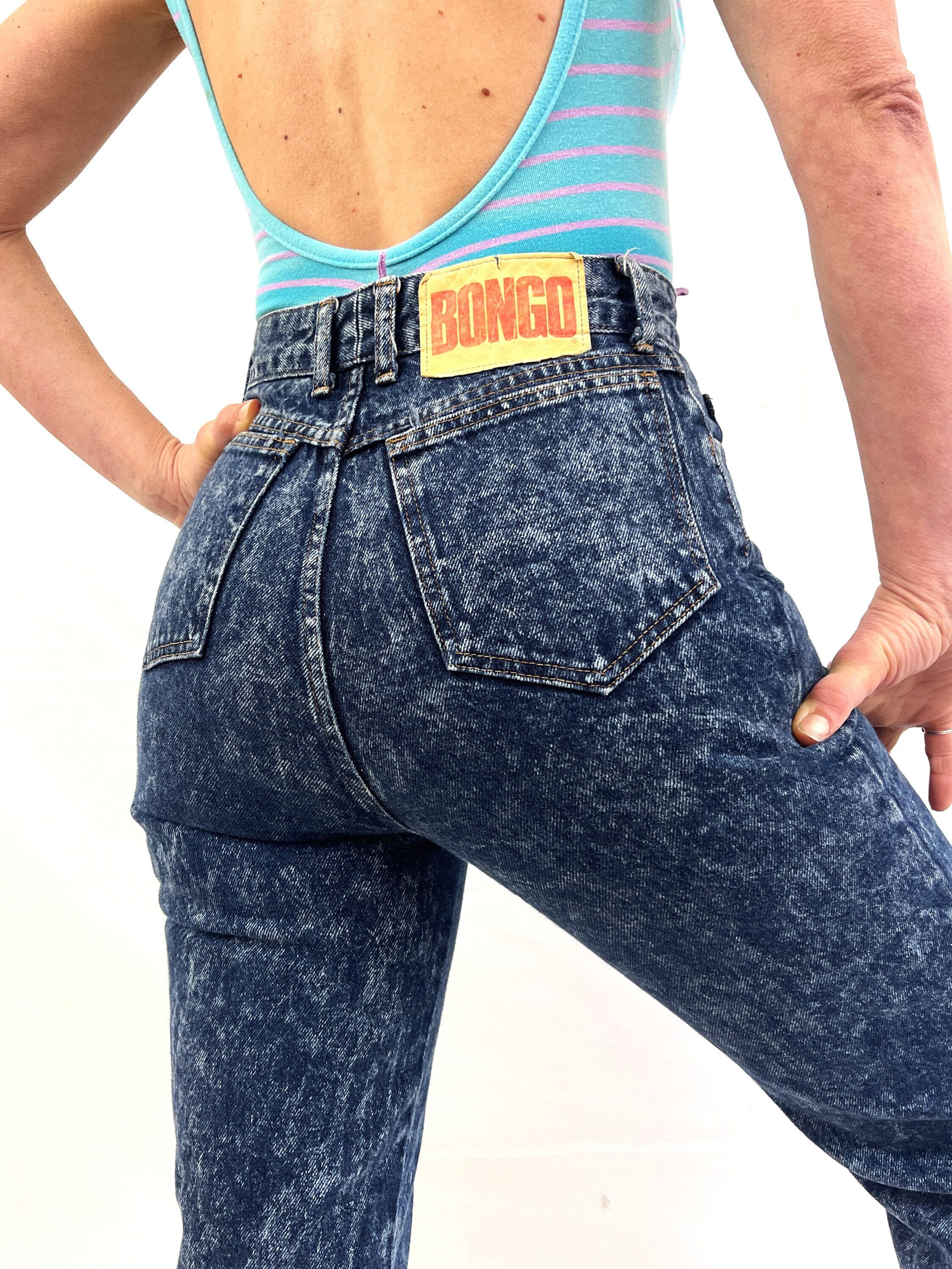 Vintage 80s 1980s Bongo ACID WASH Denim Zipper Ankle Jeans