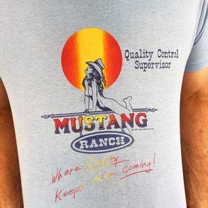 Vintage Rare 80s Blue Mature Mustang Ranch Brothel Tshirt Tee Shirt image 3