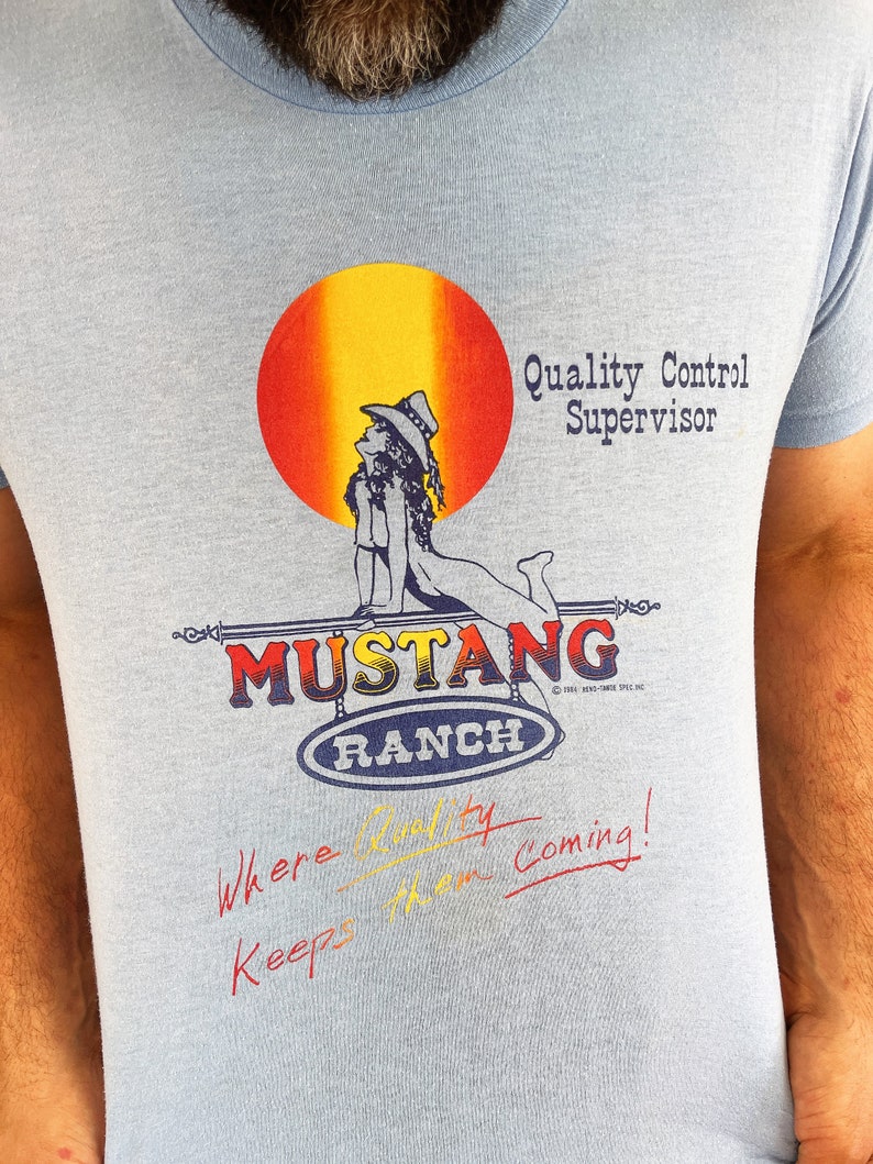 Vintage Rare 80s Blue Mature Mustang Ranch Brothel Tshirt Tee Shirt image 3
