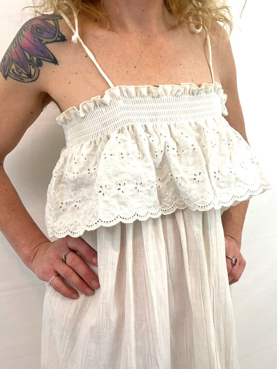 Lovely 1960s 70s Vintage Peggy Barker White Lace … - image 3