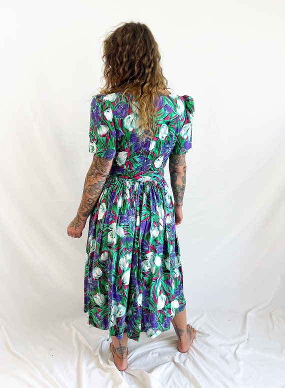 Vintage 80s 90s Floral Summer Flower Dress - image 6