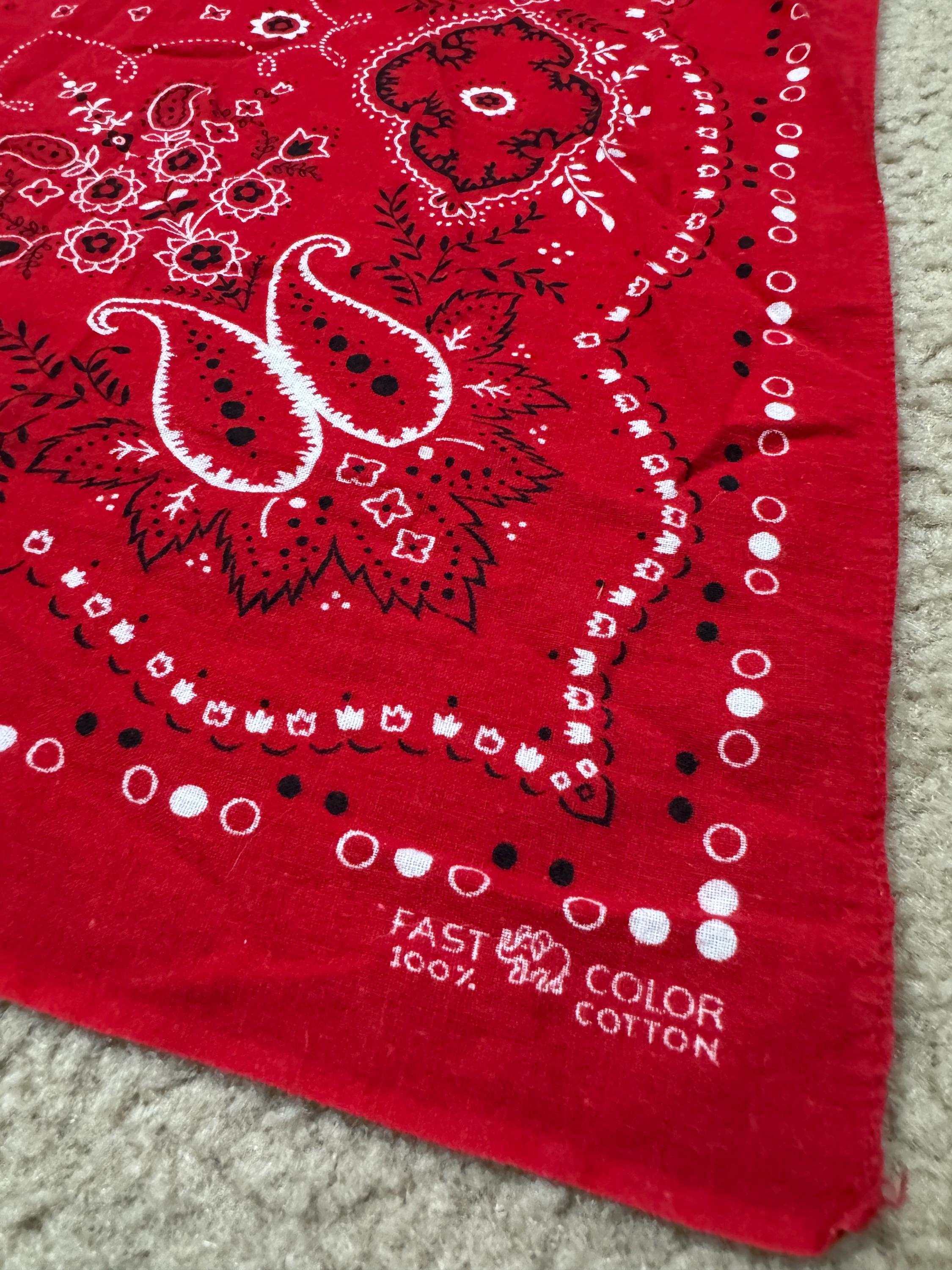 Vintage Fast Color Red Bandana Workwear Kerchief - Elephant Trunk Up - Etsy