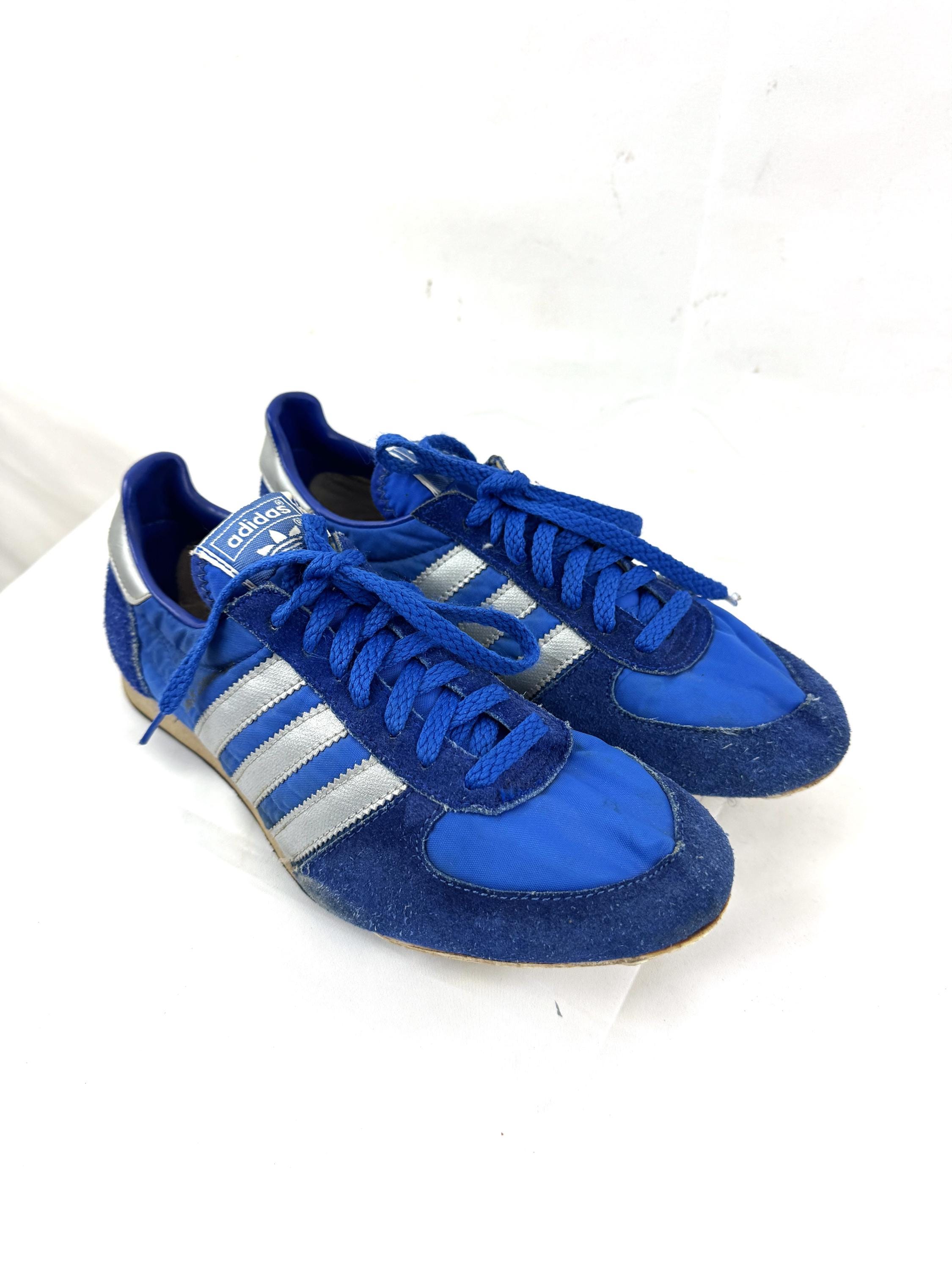 Vintage 1970s 70s 80s Adidas Blue Striped Track Sneakers Shoes