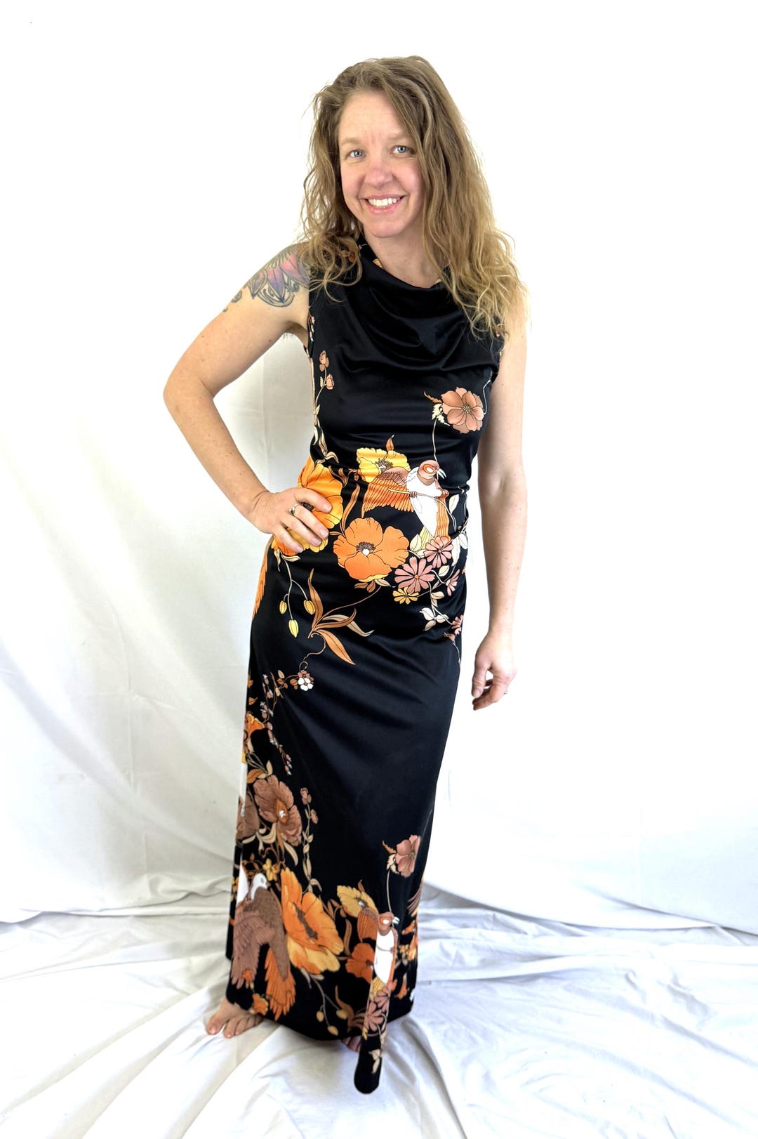 Vintage 1970s 70s Tropical Floral Hawaiian Maxi Dress - Kimo's ...