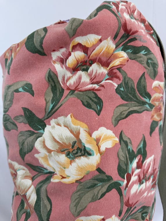 Vintage 1990s 90s Cotton Rucksack Pink Large Floral B… - Gem