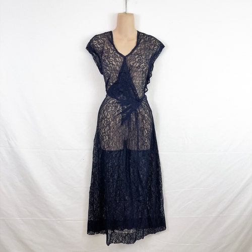 Vintage 1930s 30s shops Sheer Lace Dress