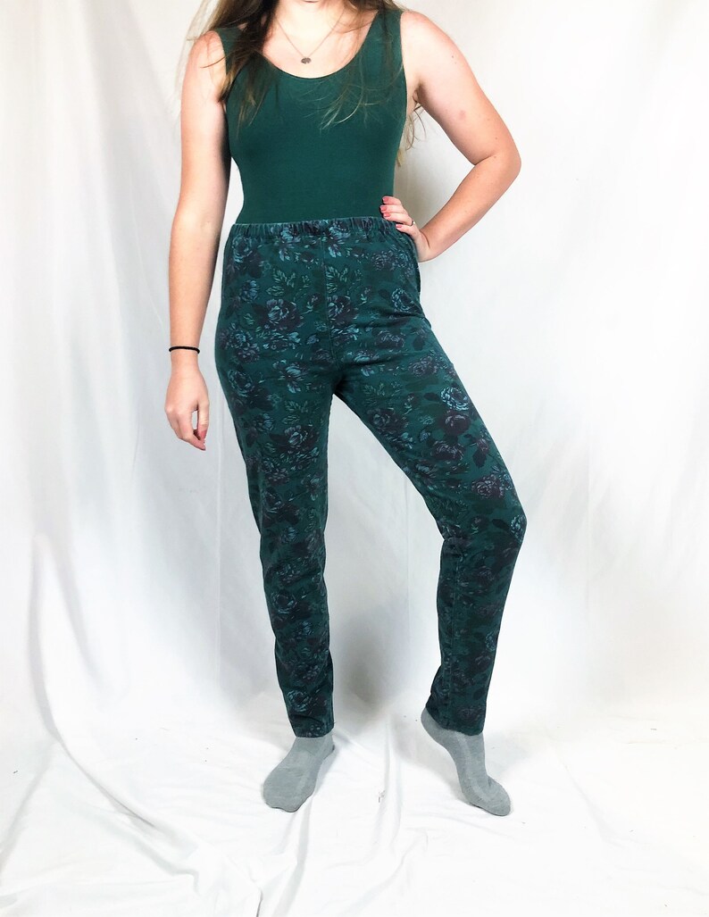 Vintage 1980s 80s Floral Spandex Leggings