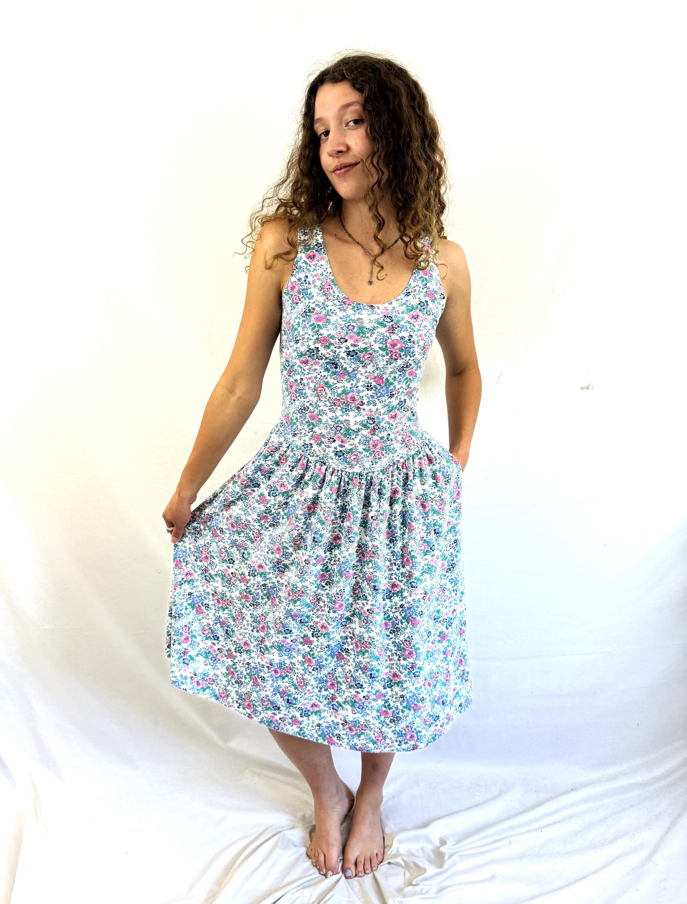Vintage 80s 1980s Summer Floral Dress - Champagne West - Etsy