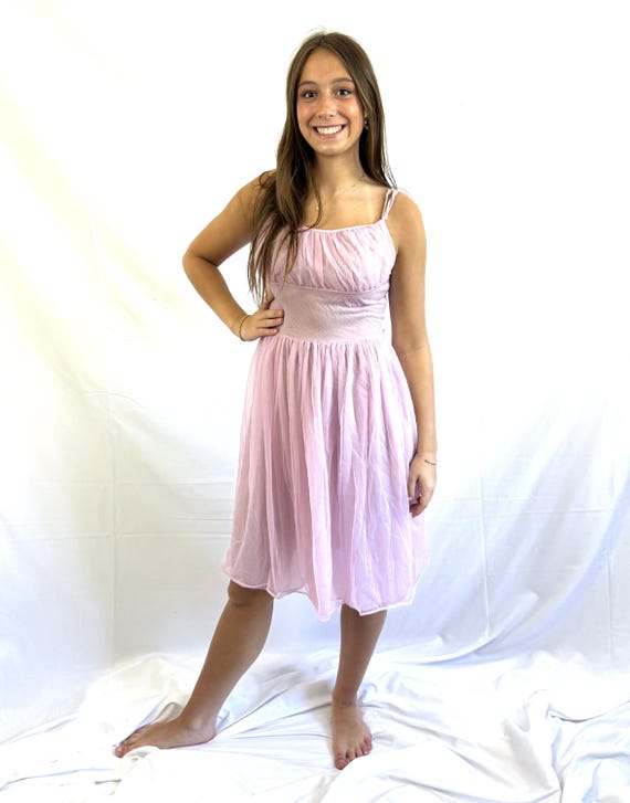 light purple lingerie dress Tease Satin Lace-Trim Mini Slip Light Lilac M