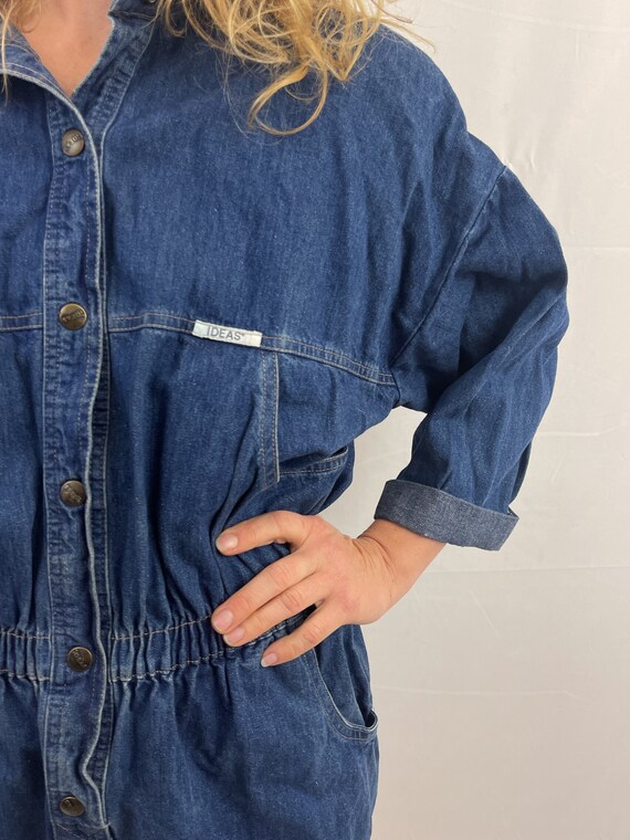 Vintage 80s 1980s Denim Dress - By Ideas - image 2