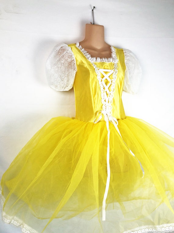 Vintage 1980s 80s Yellow Costume Ballerina Leotard