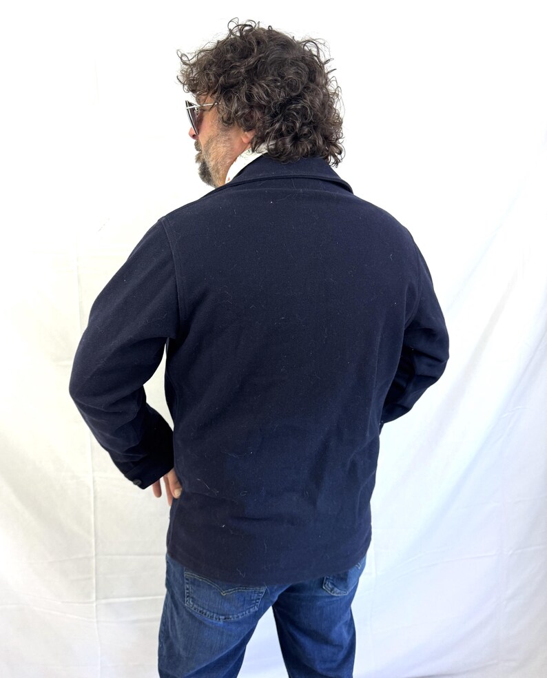 Chaqueta/abrigo/camisa abotonada vintage de lana azul marino Pendleton imagen 5