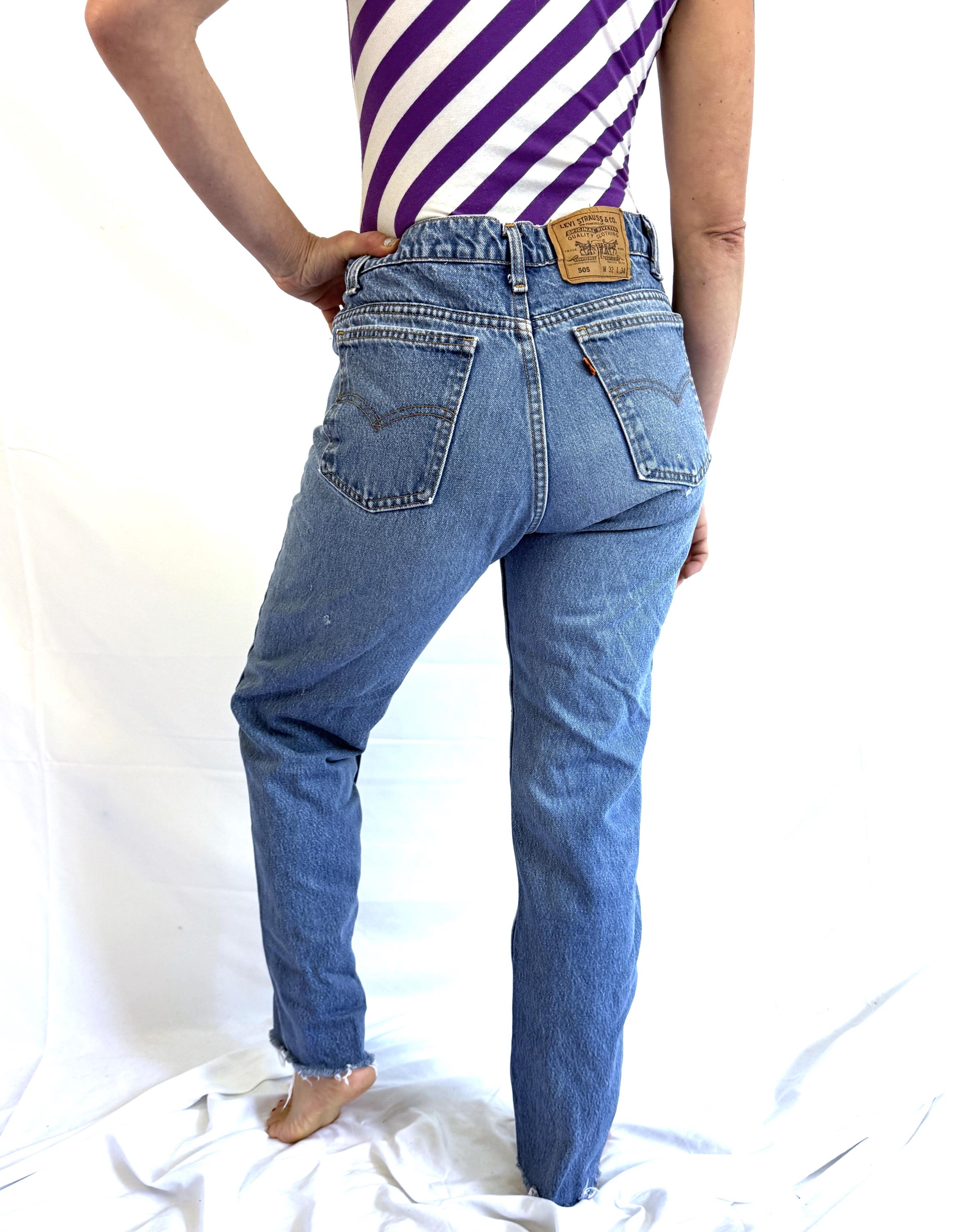 Vintage 80s 1980s Distressed Levis 505 Orange Tab Denim Jeans 