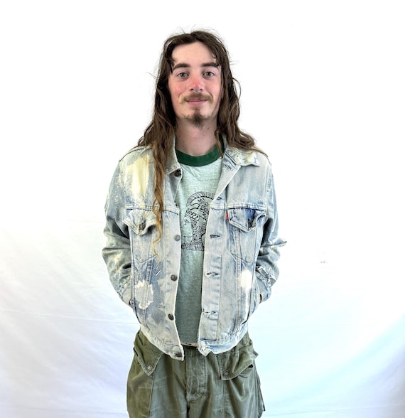Vintage Distressed 1970s 80s Levis Denim Jean Jac… - image 1