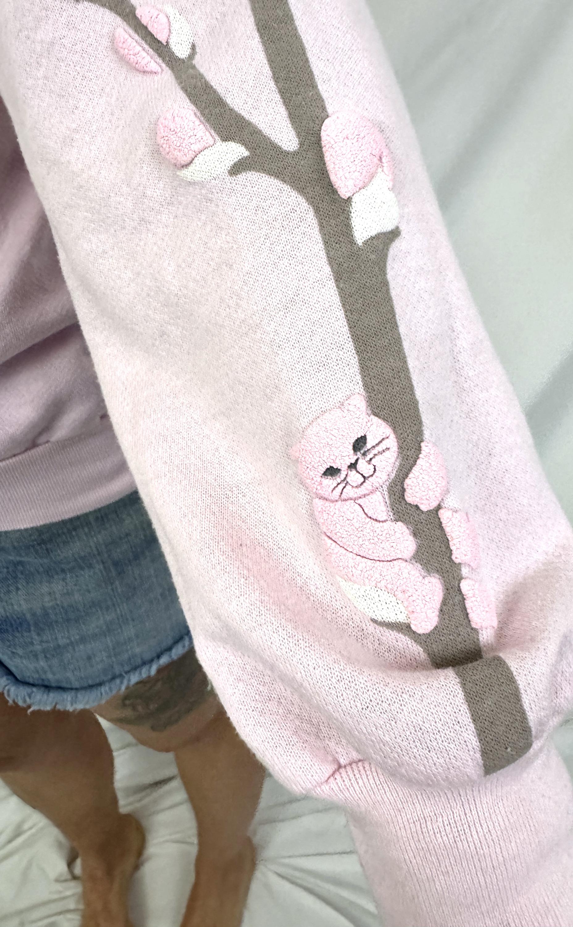 Vintage 1980s 80s Pink Cat Pussy Willow Puffy Kitty Sweatshirt