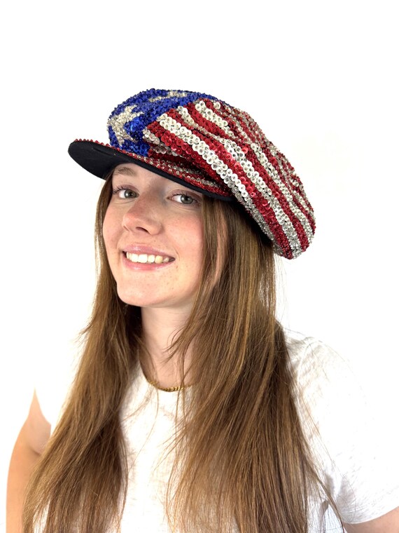 Vintage 1990s 90s USA Red White Blue July 4th Sparkle Sequin  display picture 2