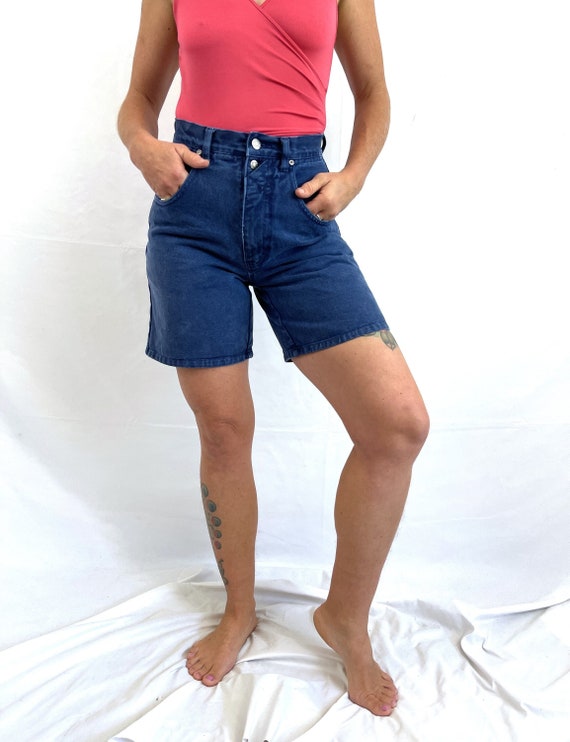 Vintage 80s 1990s Blue Colored Denim Jeans Shorts 