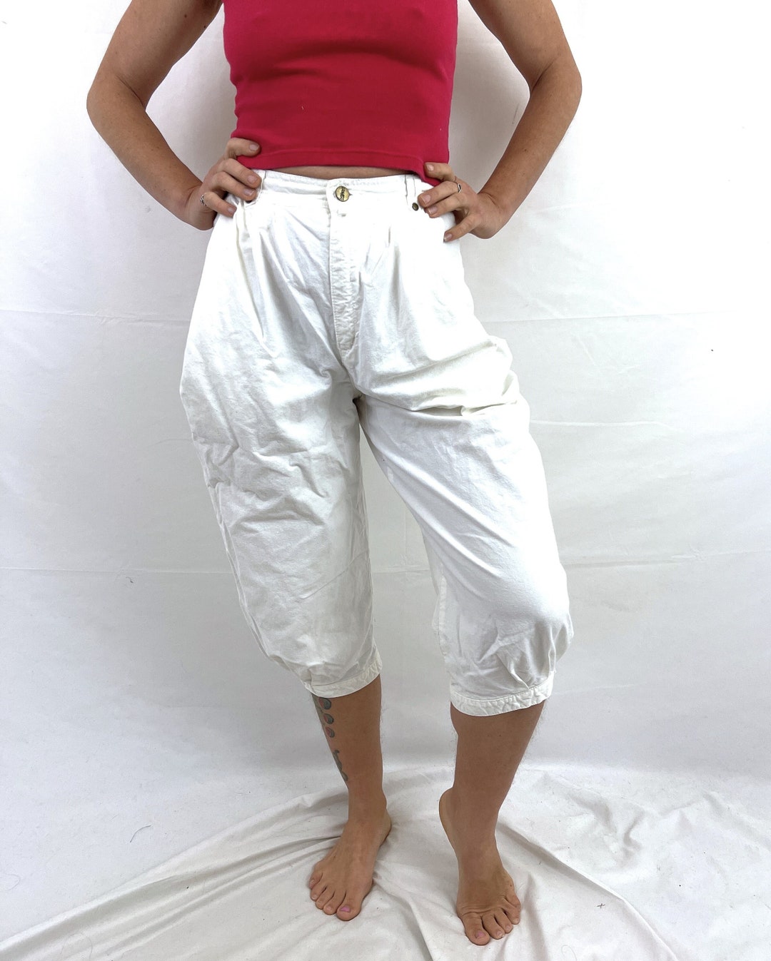 Vintage 80s 1980s Rose Hips Esprit White Balloon Leg Pants Capris Etsy