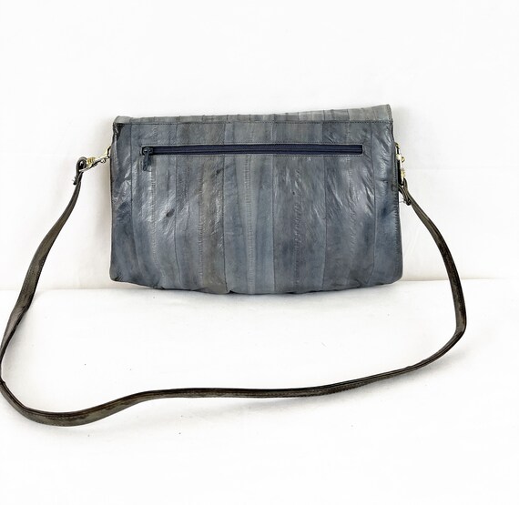 Vintage 1980s 80s EEL Skin Gray  Purse Handbag - image 5