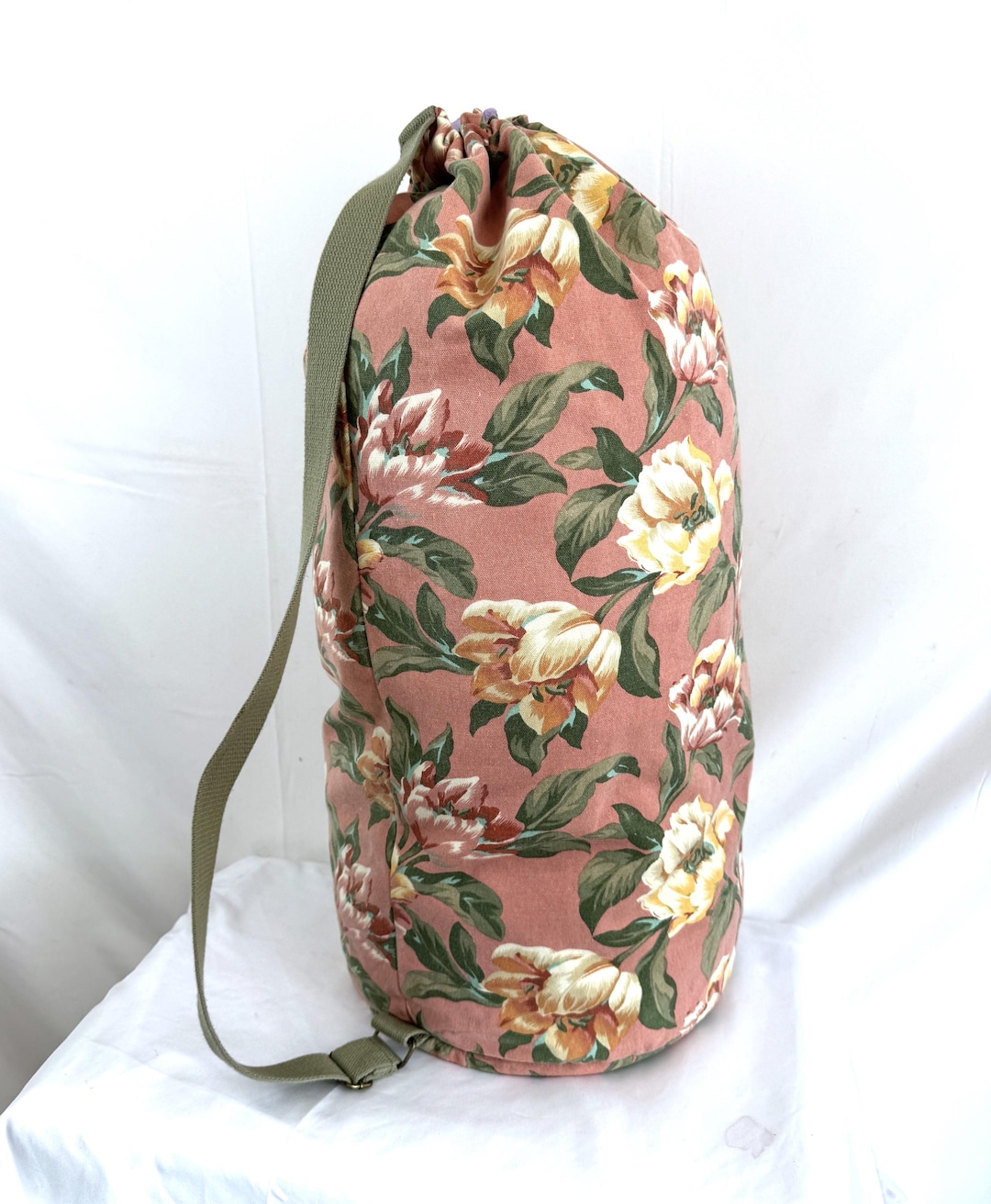 Vintage 1990s 90s Cotton Rucksack Pink Large Floral Backpack - Gap - Etsy