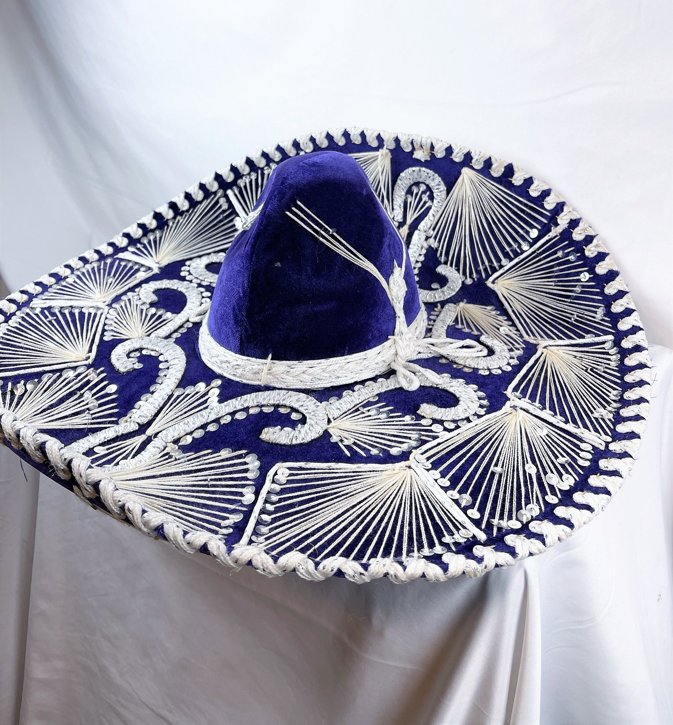 Vintage Mexican Velvet Sequin Sombrero 