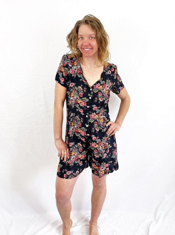 Vintage 80s 90s Floral Romper - By Joule Energy - image 2