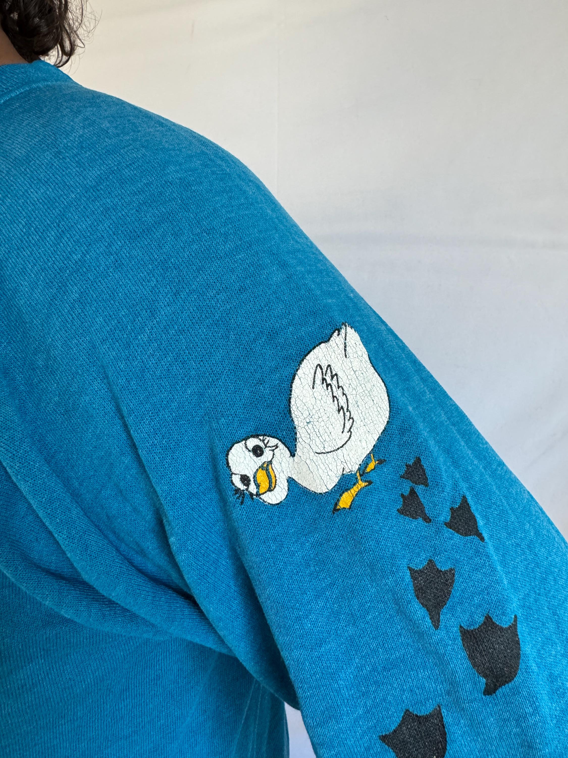 トップス 80's vintage duck comical sweat Vintage 1980s Funny Ducks 80s Animal Print Humor Duck